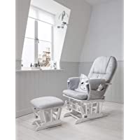 Tutti Bambini Deluxe - Silla de lactancia acolchada con 3 posiciones de reclinación- marco de madera blanca con tela…